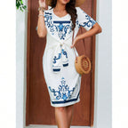 Damen Midikleid mit floralen Details Sovae