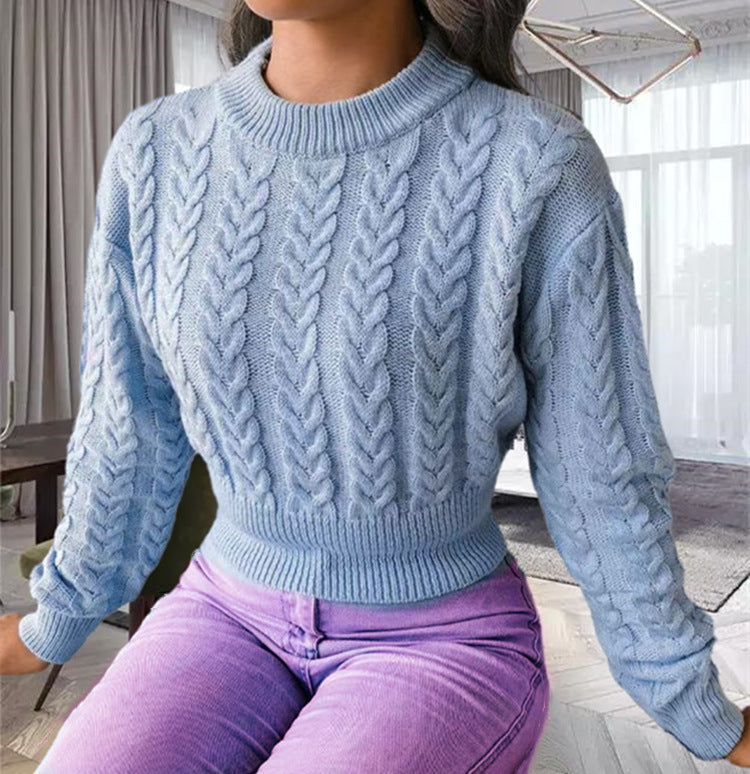 Damen Strickpullover mit Zopfmuster Sovae