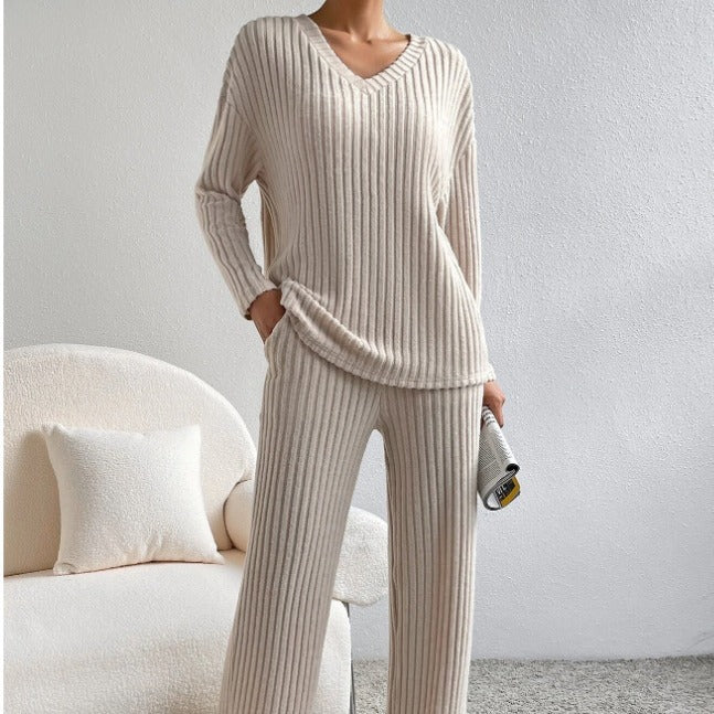 Damen Strickpullover und Hose Set Sovae