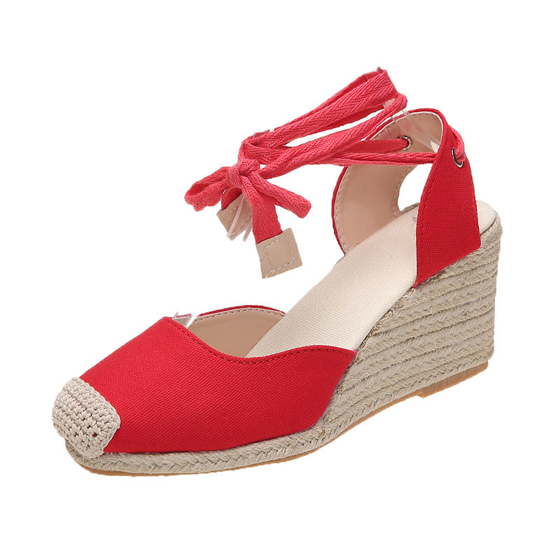 Damen Espadrilles mit raffiniertem Bindegürtel Sovae