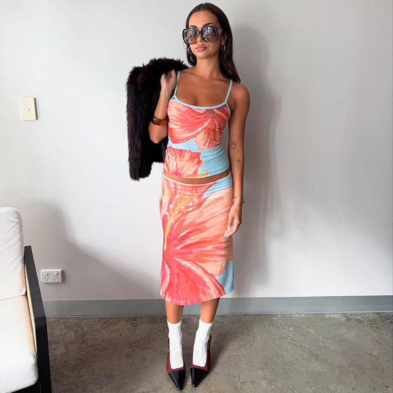 Damen Sommerkleid mit floralem Design und Spaghettiträger Sovae