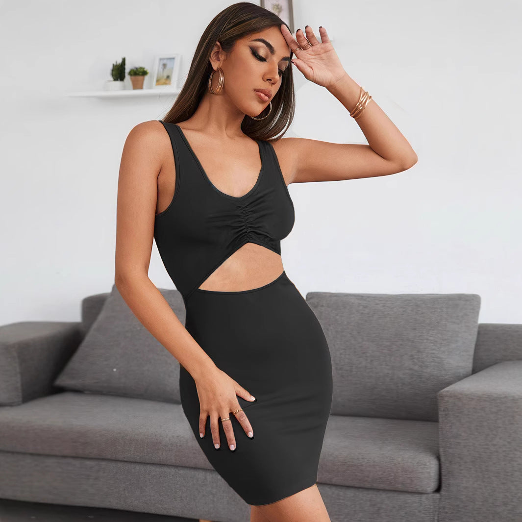 Damen figurbetontes Minikleid mit Cut-Out und Raffung Sovae