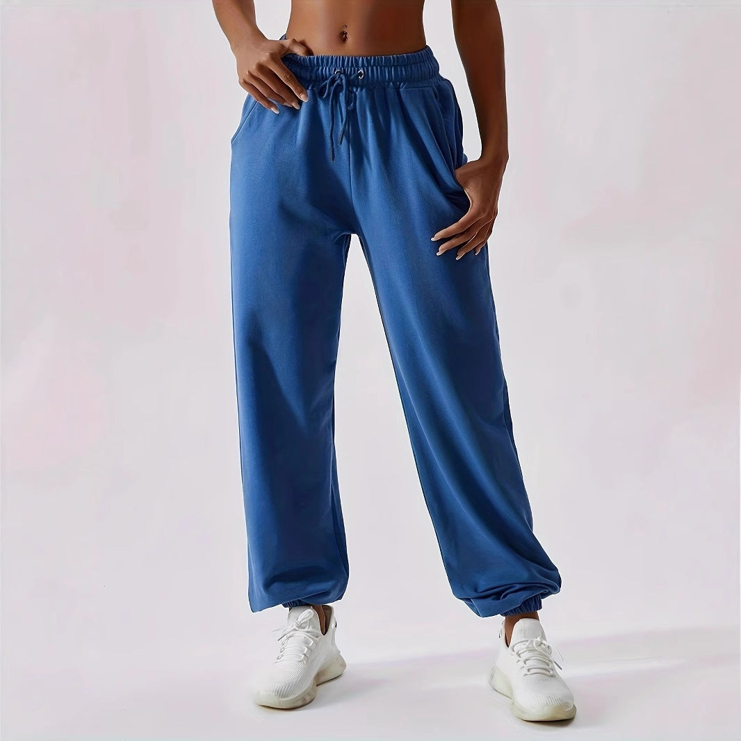Damen weite Sporthose mit elastischem Bund und Kordelzug Sovae