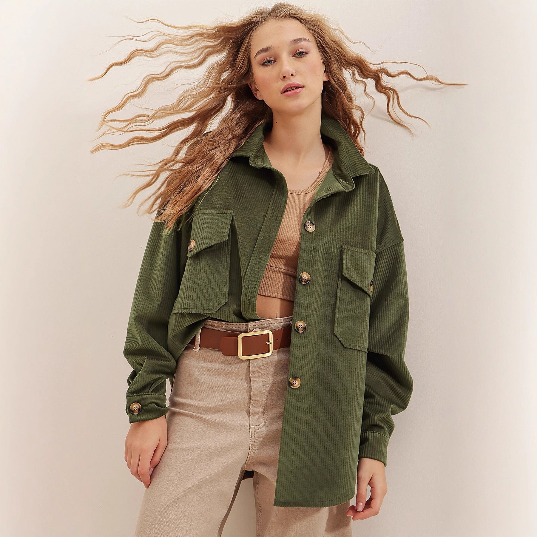 Damen Oversized Kordjacke Sovae