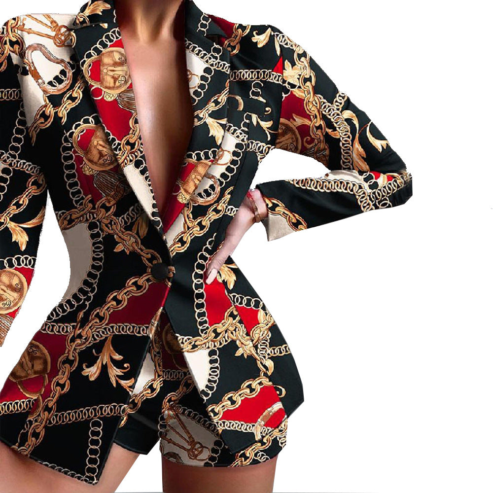 Damen elegantes Blazer-Shorts Ensemble Sovae