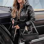 Damen Sportliche Daunenjacke mit Kapuze und Reißverschluss Sovae