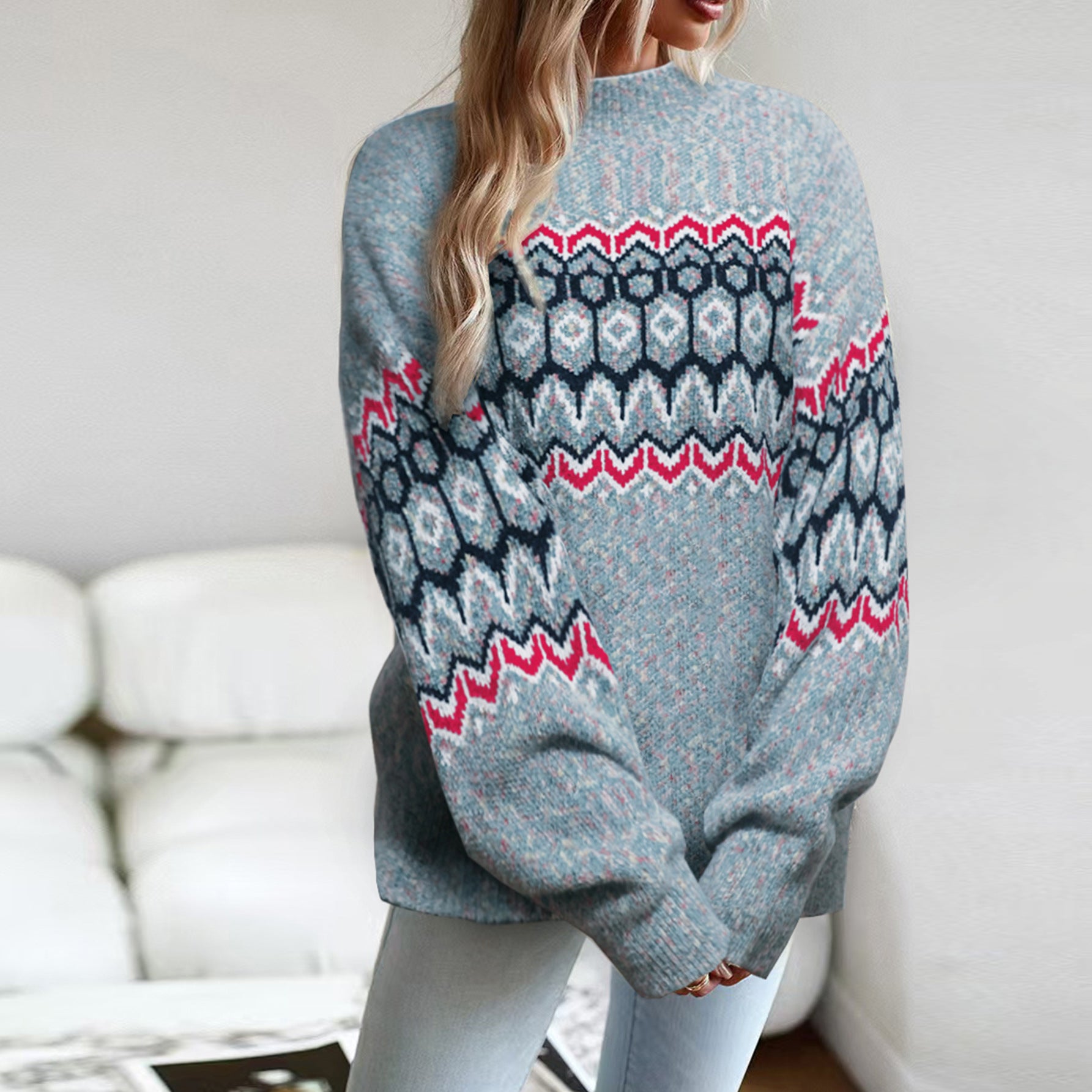 Damen Strickpullover mit geometrischem Muster Sovae