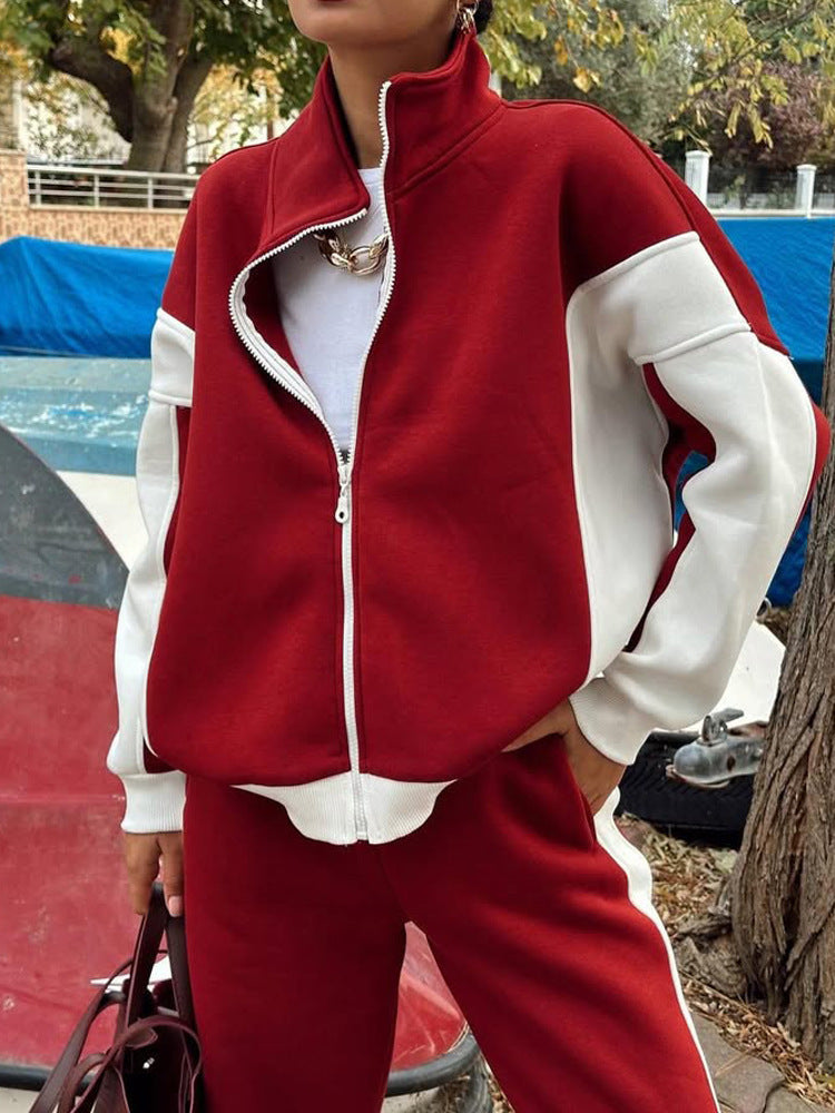 Damen Sportliches Loungewear-Set mit hohem Kragen Sovae