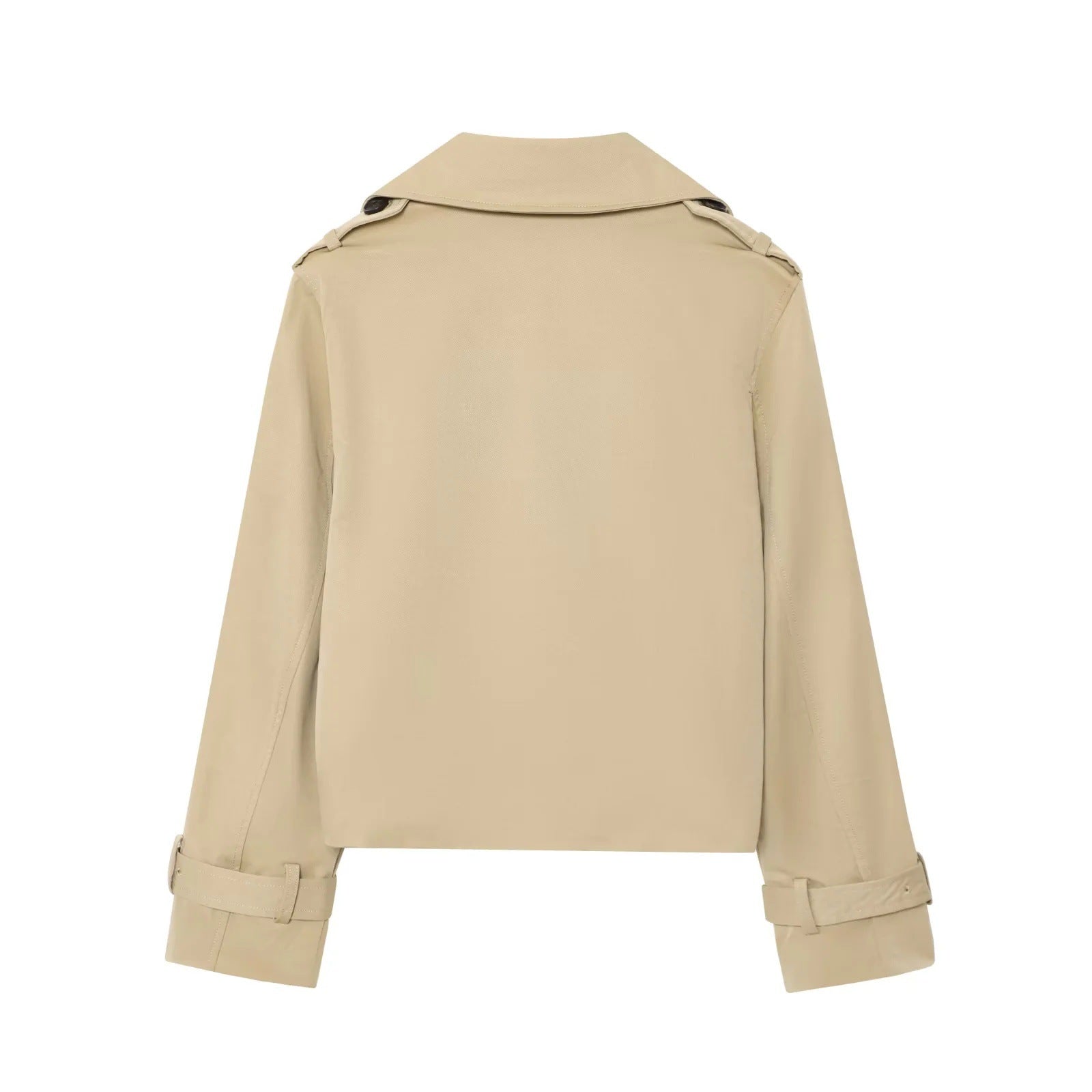 Damen modische Kurztrenchjacke mit doppelter Knopfreihe und Gürtel Sovae