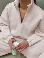 Damen Fleece-Hoodie mit halbem Reißverschluss Sovae