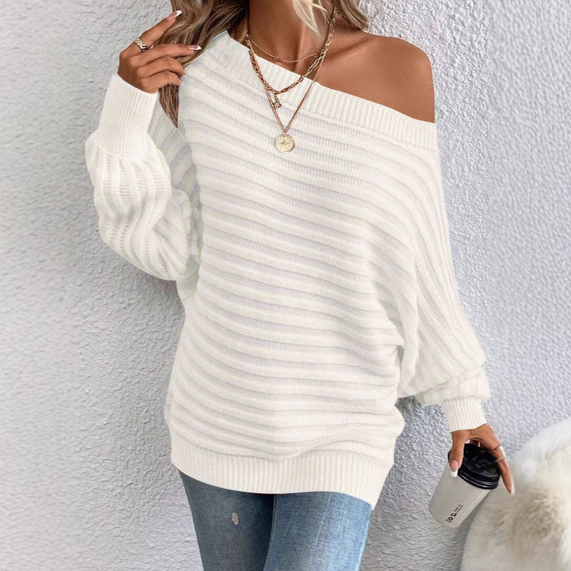Damen lockerer Strickpullover mit asymmetrischem Schnitt Sovae