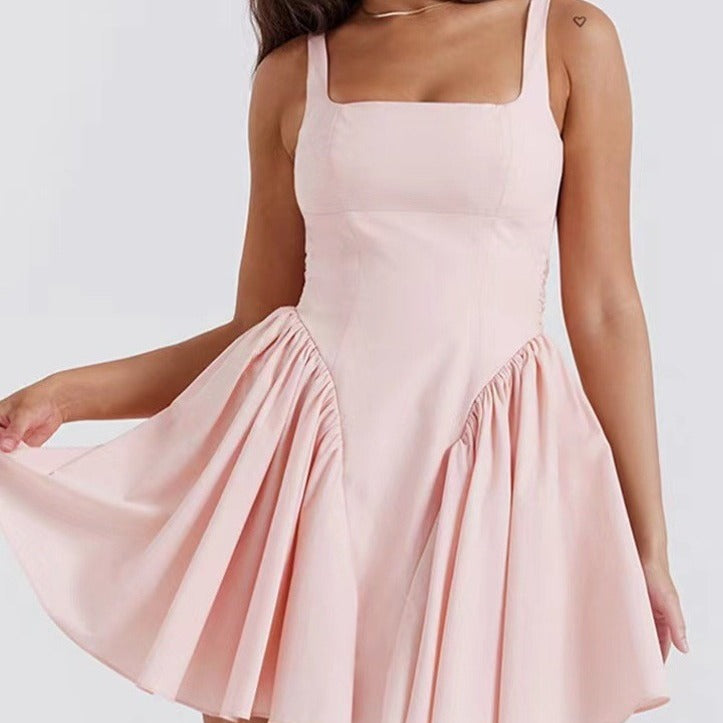 Damen luftiges Sommerkleid mit quadratischem Ausschnitt Sovae