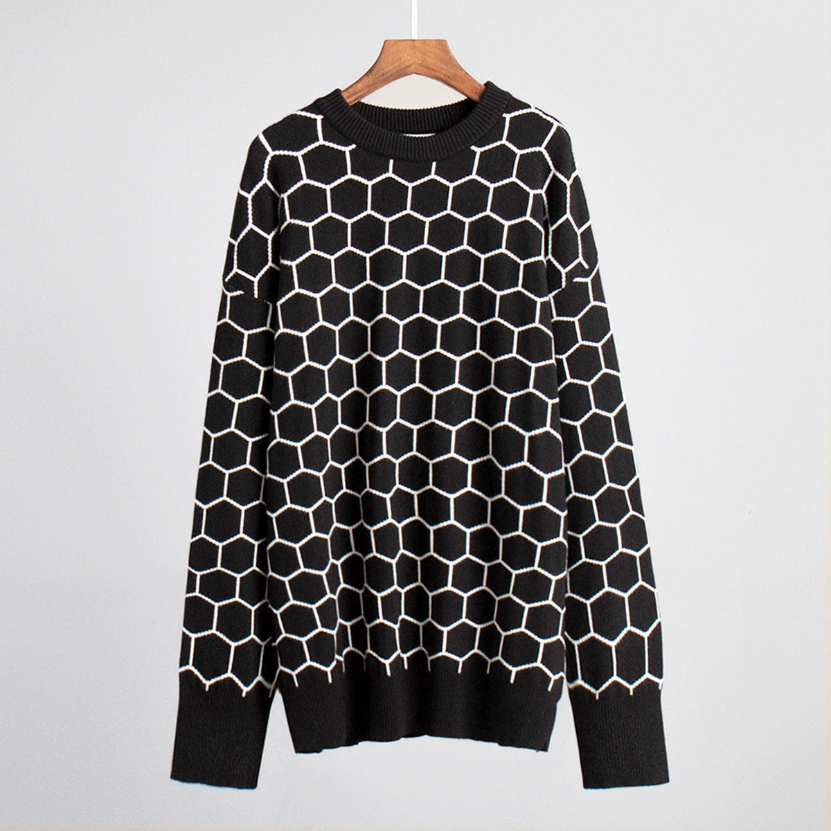 Damen Kreativer Strickpullover mit Wabenmuster Sovae