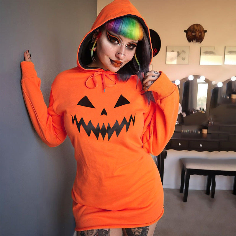 Damen Hoodie-Kleid mit Halloween-Motiv Sovae