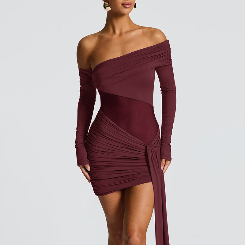 Damen Drapiertes Minikleid mit asymmetrischem Schnitt Sovae
