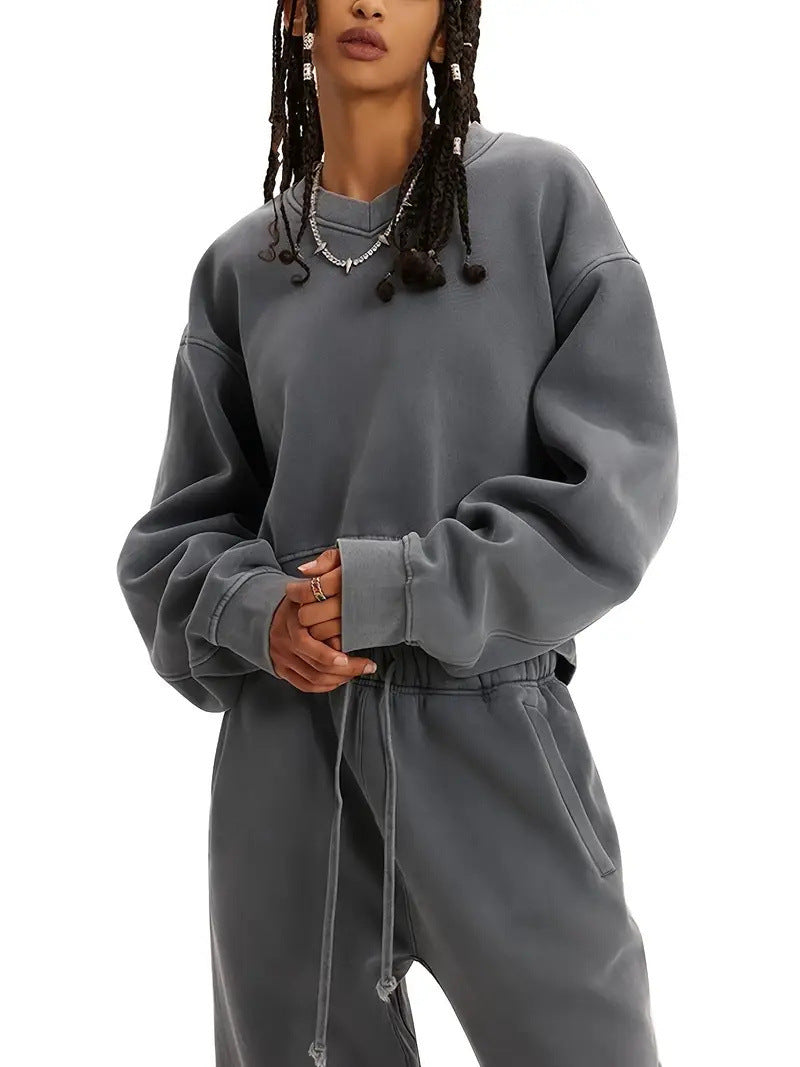 Damen lässiger Oversized Pullover mit elastischen Bündchen Sovae