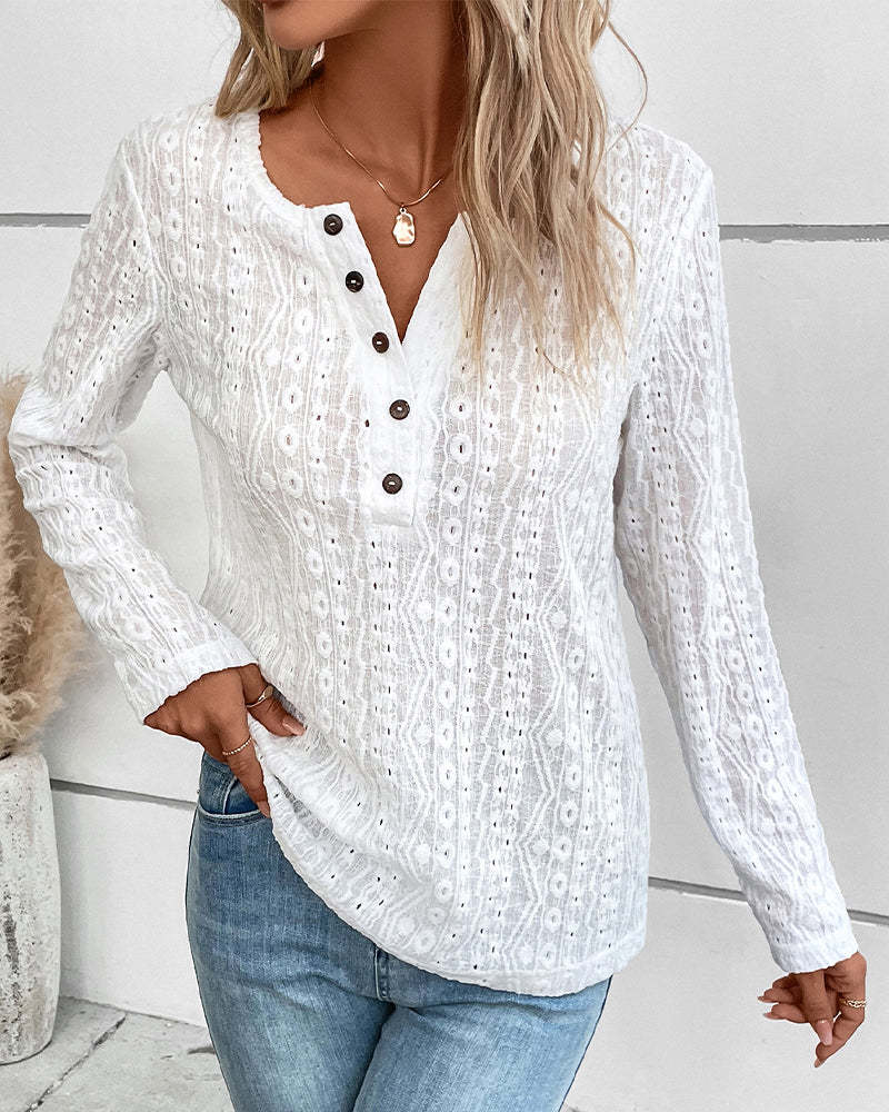 Damen Langarmshirt mit Knopfleiste Sovae