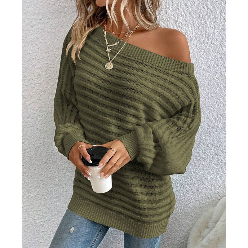 Damen lockerer Strickpullover mit asymmetrischem Schnitt Sovae