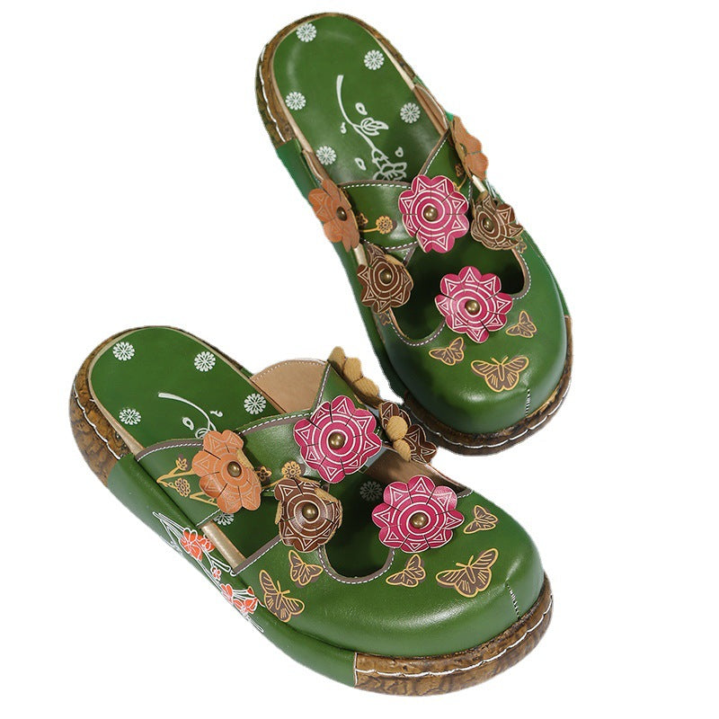 Damen Bequeme Clogs mit Blumendekor und ergonomischem Fußbett Sovae