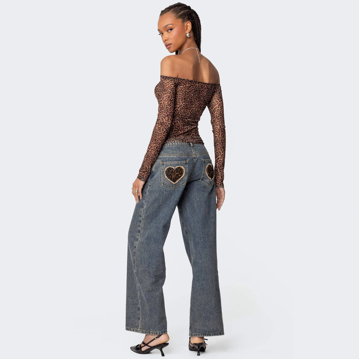 Damen Weit geschnittene Denim-Jeans mit klassischem Schnitt Sovae