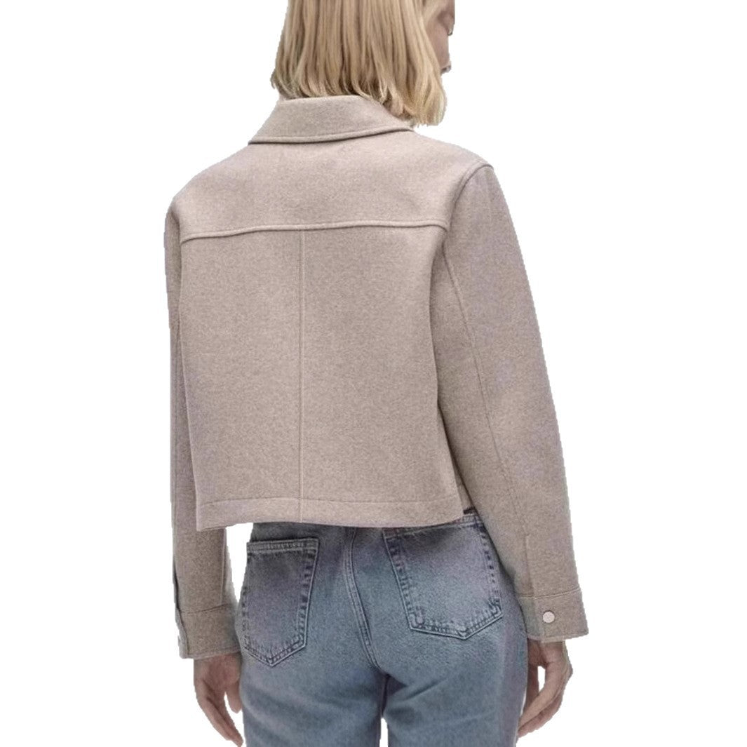 Damen modische cropped Jacke mit stilvollen Taschen Sovae