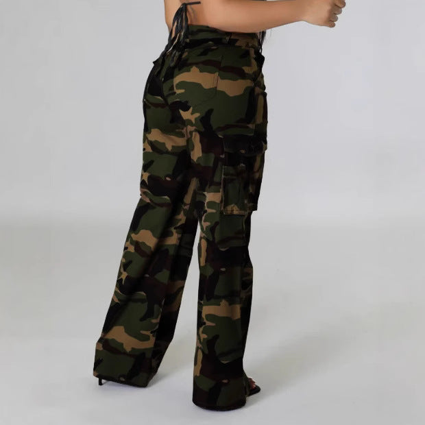 Damen Cargo-Hose mit weitem Bein und praktischen Taschen Sovae