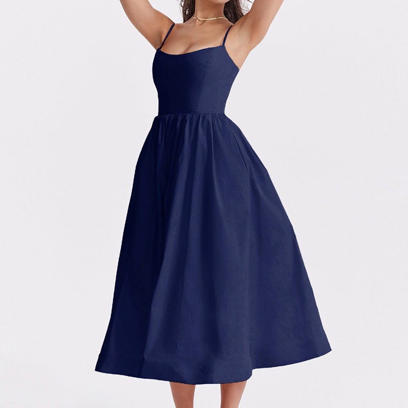 Damen Maxikleid mit floralem A-Linien-Schnitt und zarten Spaghettiträgern Sovae