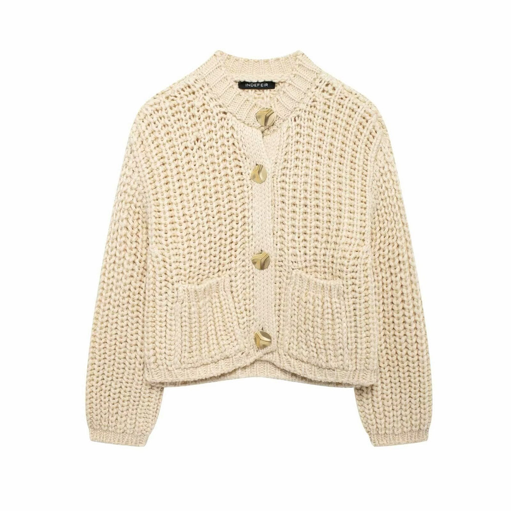 Damen Strickjacke mit nachhaltigen Materialien und dekorativen Knopfdetails Sovae
