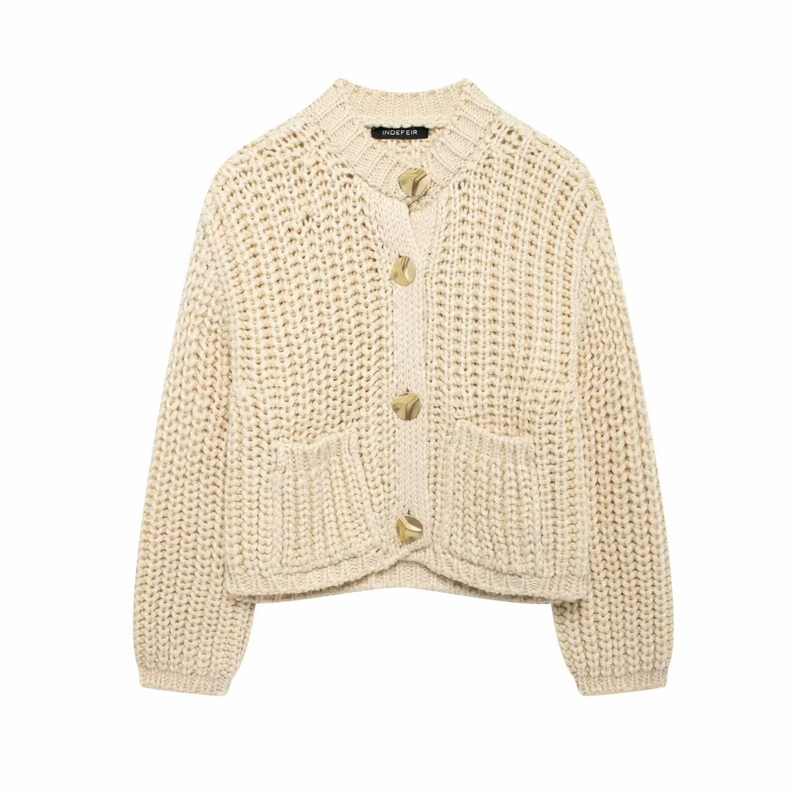 Damen Strickjacke mit nachhaltigen Materialien und dekorativen Knopfdetails Sovae