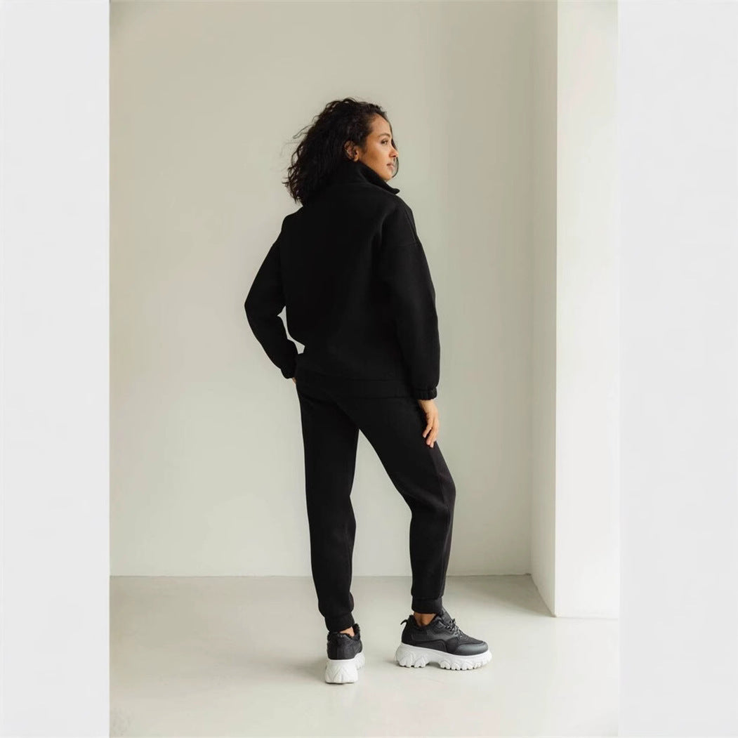 Damen sportlicher Fleece-Kapuzenpullover mit Reißverschluss und praktischen Taschen Sovae