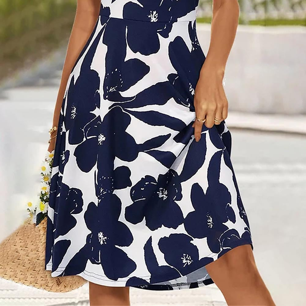 Damen Midi-Kleid mit floralen Akzenten und bequemem Schnitt Sovae