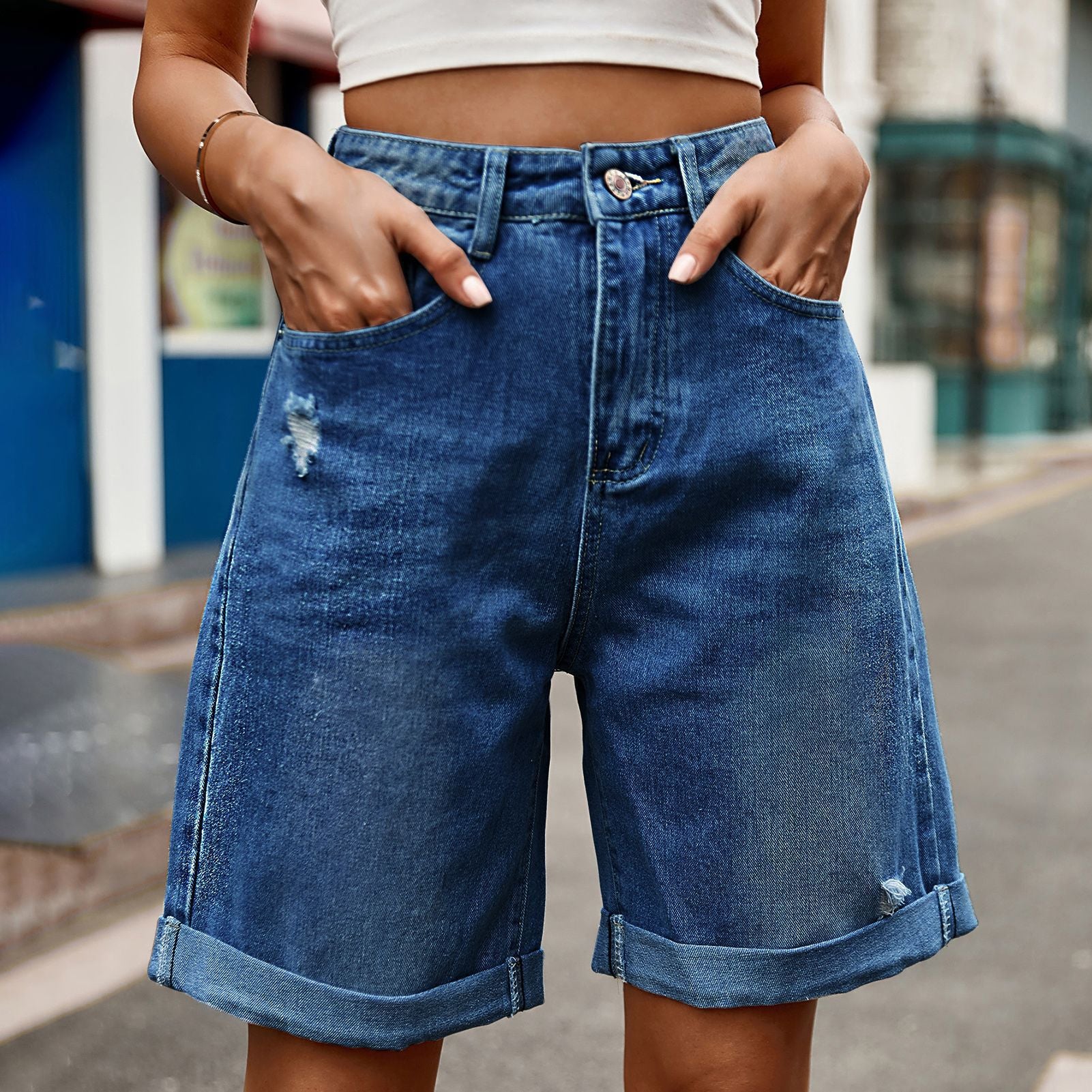 Damen Modische Denim-Shorts Sovae