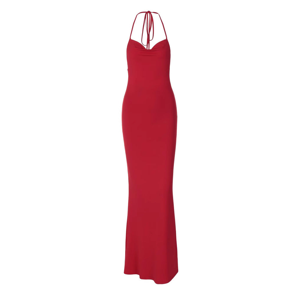 Damen Bodycon Maxikleid mit dünnen Spaghettiträgern Sovae