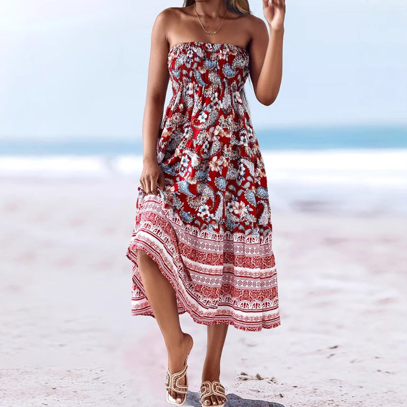 Damen luftiger Maxirock mit floralem Design Sovae