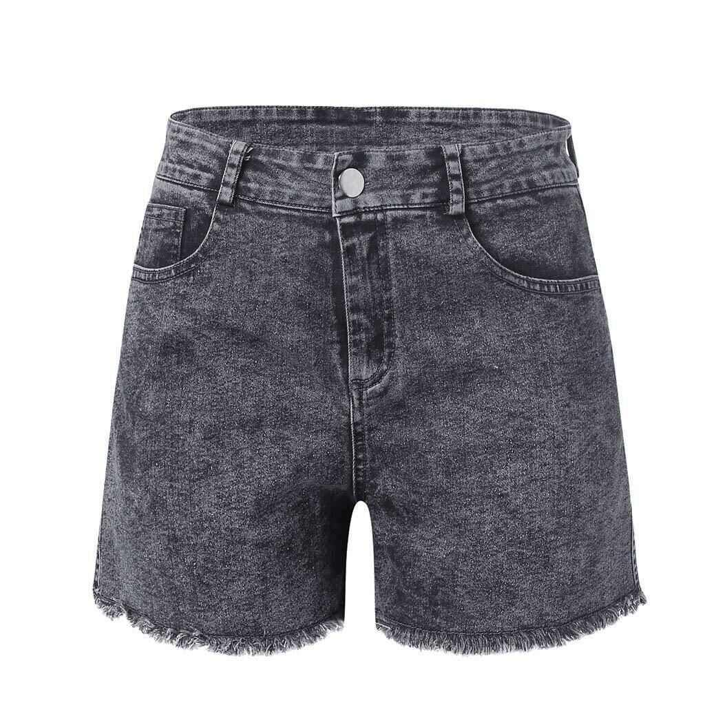 Damen modische Denim-Shorts mit fransigen Säumen Sovae