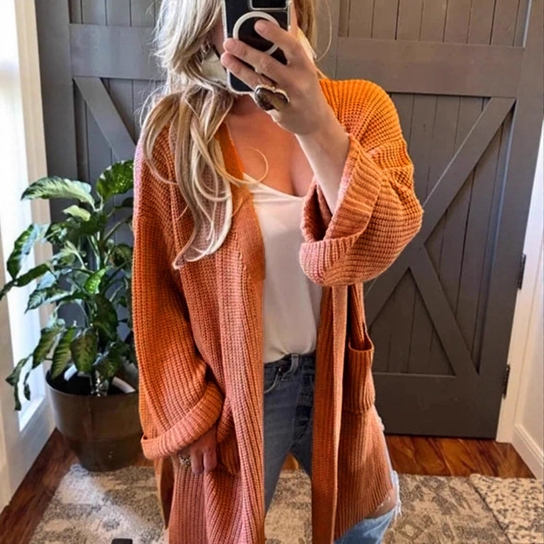 Damen luftige Strickjacke mit praktischen Taschen und lockerer Passform Sovae