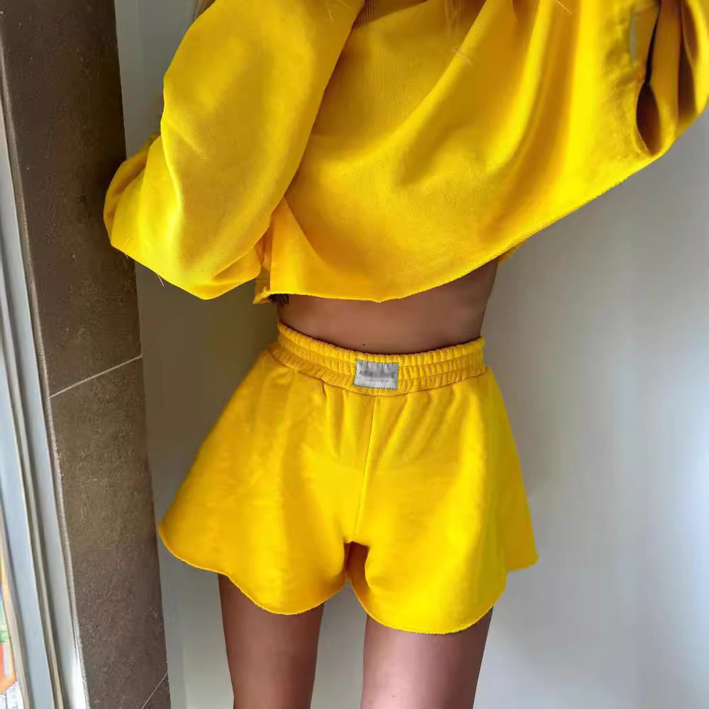 Damen Freizeitoberteil und kurze Shorts Set Sovae