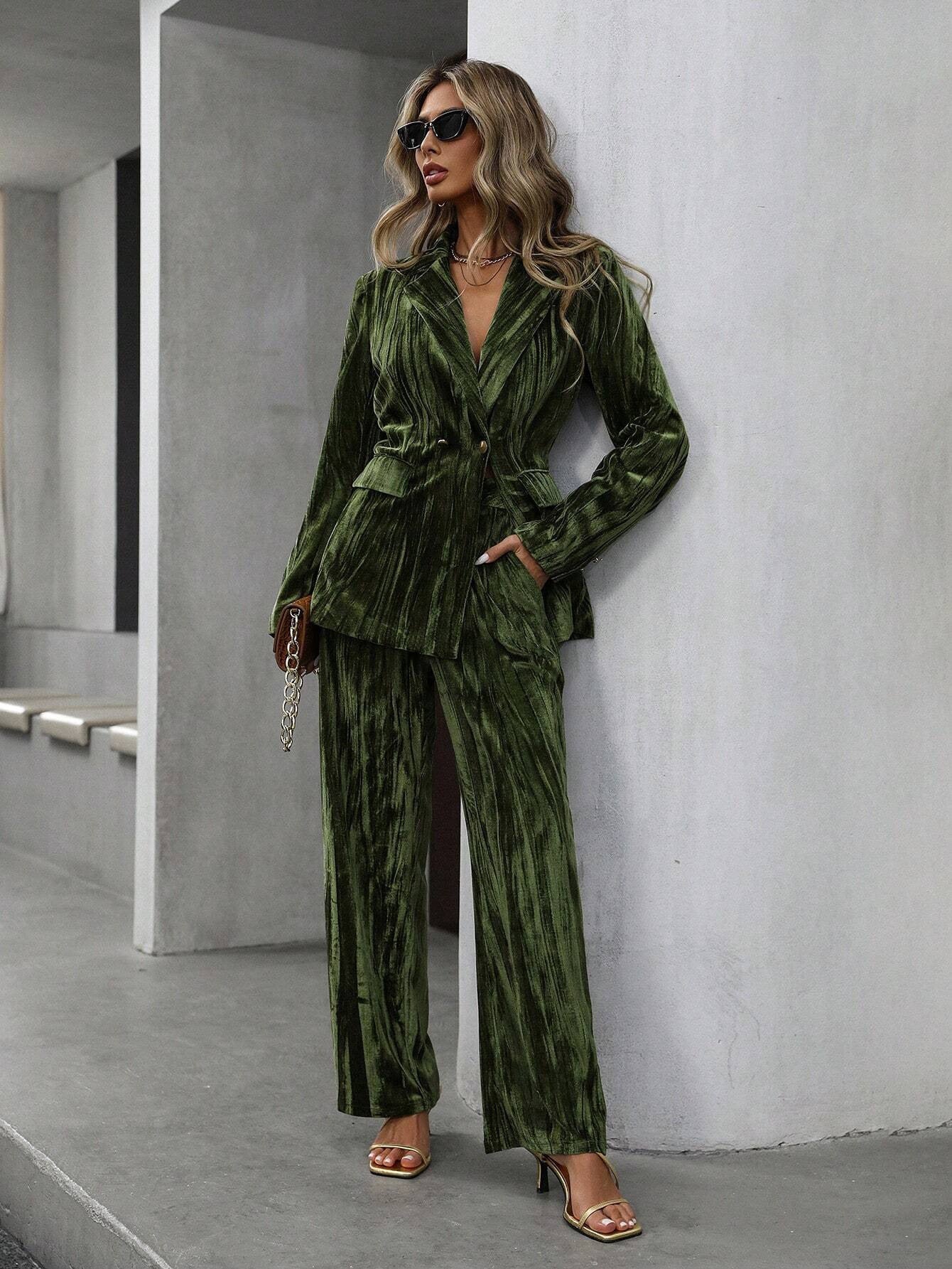 Damen Elegantes und bequemes Samtanzug-Set Sovae