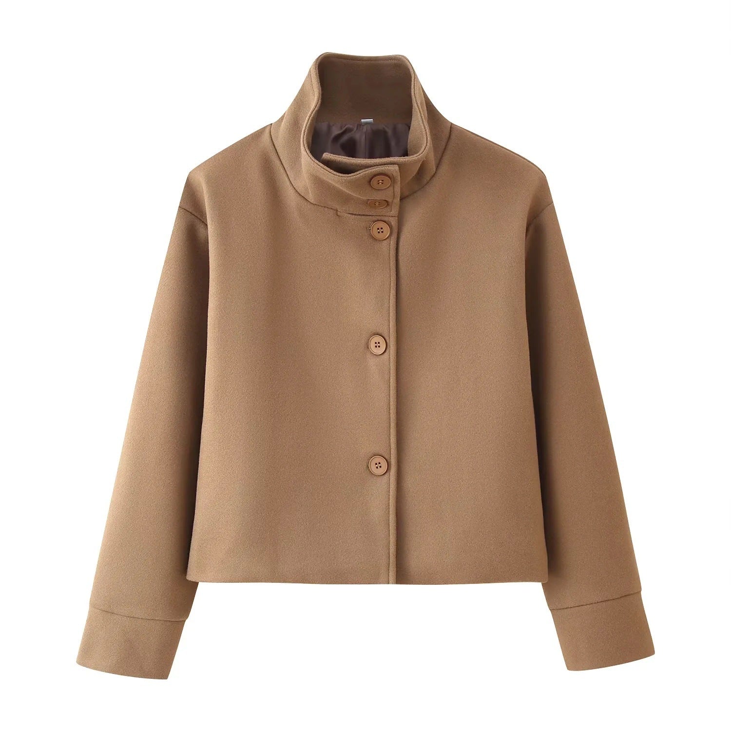 Damen modische Übergangsjacke mit elegantem Kragen und praktischen Knopfdetails Sovae