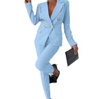 Damen elegantes Tailored Anzug-Set mit doppelter Knopfleiste Sovae