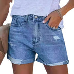 Damen High-Waist Denim-Shorts Sovae