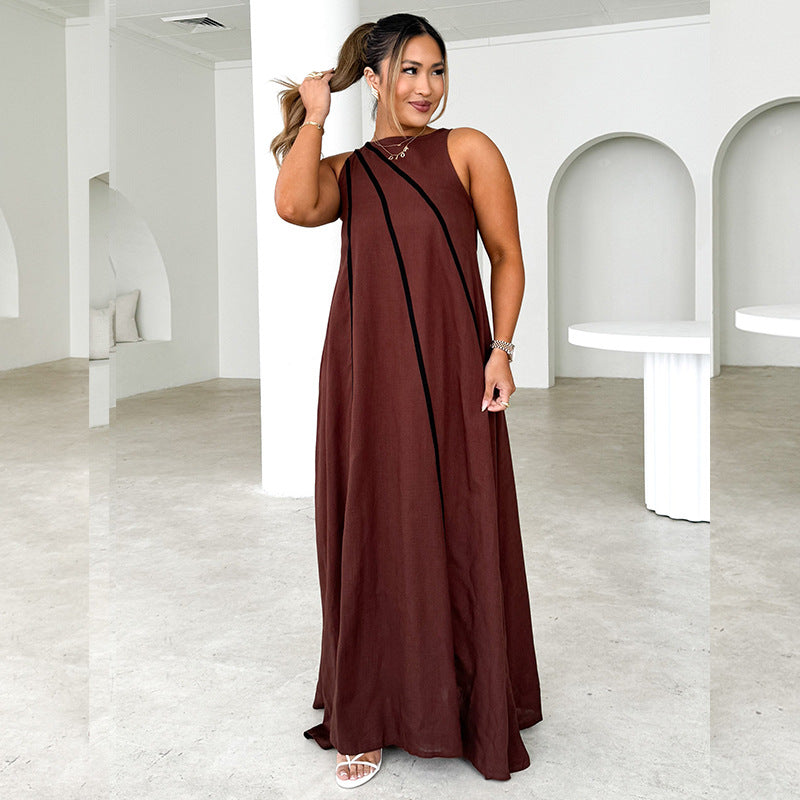 Damen Maxi-Kleid mit asymmetrischem Design und tiefem Ausschnitt Sovae