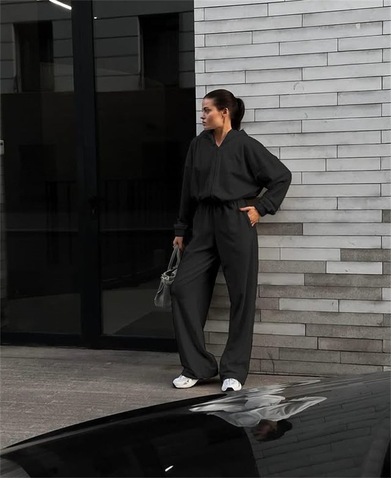 Damen Gemütlicher Fleece-Jumpsuit mit praktischen Taschen Sovae