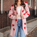 Damen Strickjacke mit Herzmuster und praktischen Taschen Sovae