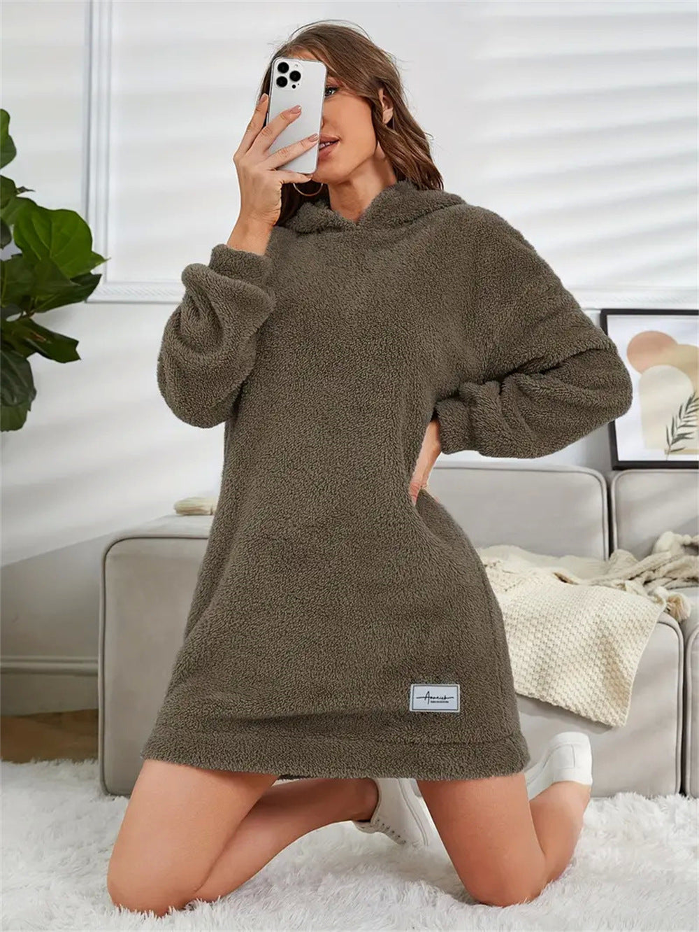 Damen Kuscheliges Hoodie-Kleid Sovae