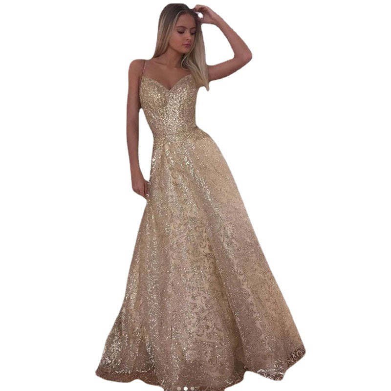 Damen Glamouröses Abendkleid mit atemberaubendem Paillettenbesatz Sovae
