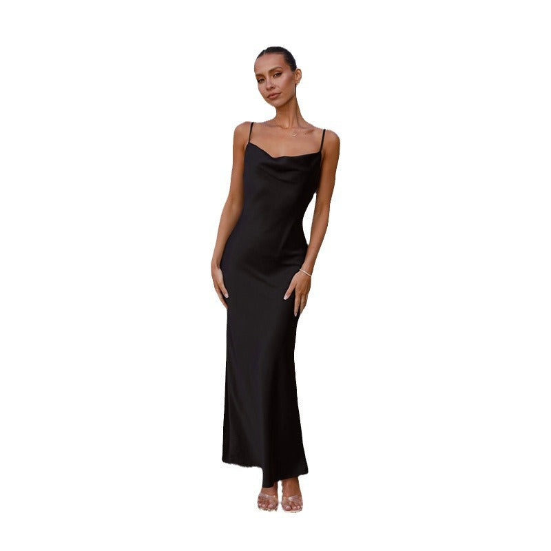 Damen elegantes, fließendes Maxikleid mit Spaghettiträgern Sovae