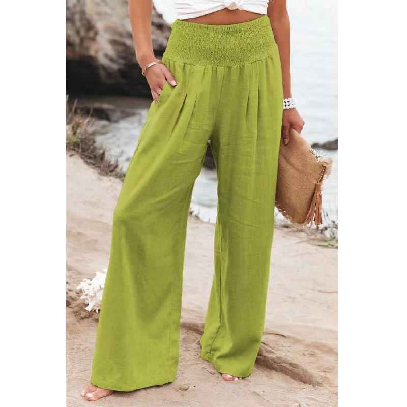 Damen Weit geschnittene Sommerhose mit elastischem Bund und luftiger Passform Sovae