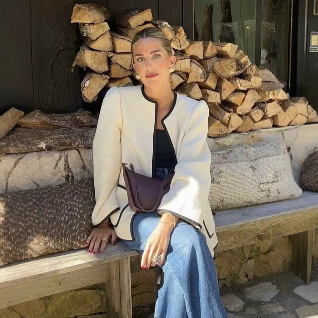 Damen gemütliche und stilvolle Jacke mit praktischen Taschen und Bindegürtel Sovae