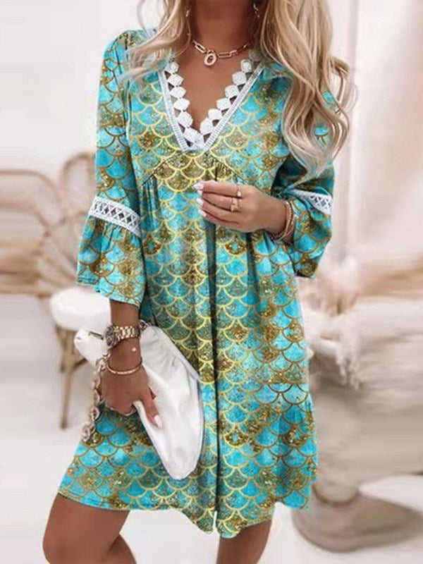 Damen Sommerliches Strandkleid mit floralen Details und Spitzenakzenten Sovae
